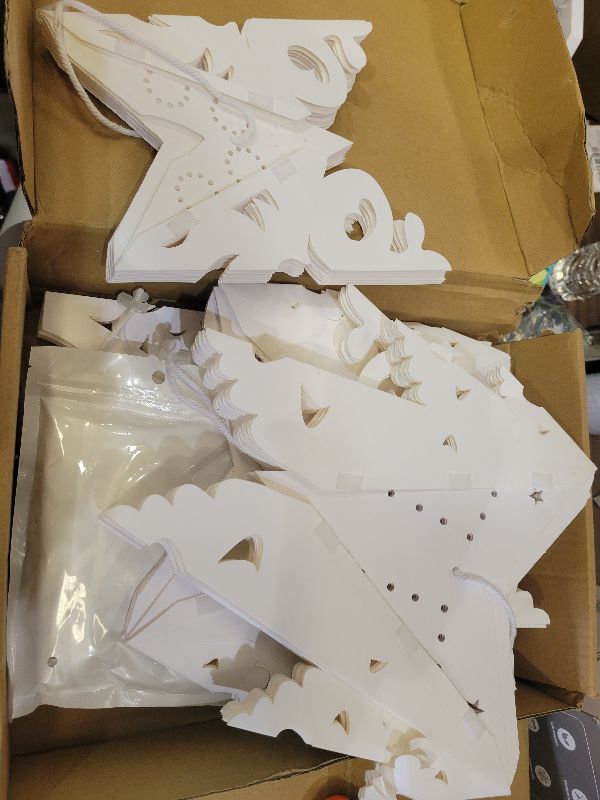 Photo 1 of 10 PCS Christmas Snowflake Paper Lantern Xmas Paper Star Lantern 13 LED Light Lamp Winter Party Paper Lantern White Snowflake Party Hanging Decoration for Xmas New Year Holiday Party Decoration