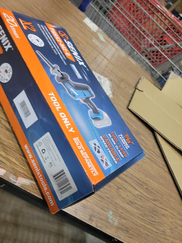 Photo 1 of SENIX PSRX2-M2-0 X2 20 Volt Max* 7/8-Inch Compact Reciprocating Saw Power Tool Set, Variable Speed, 3000 SPM Max, Tool-Less Blade Clamp, 3-Mode LED Light, Tool Only, Battery Not Included