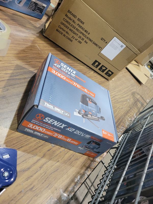 Photo 1 of SENIX 20V Max Cordless Jigsaw (Bare Tool Only), Jigsaw Cut Off Tool with Brushless Motor, 3000SPM, 6-Speed & 4-Orbital Settings, 45° Bevel Cuts, Includes Blades for Straight/Curved/Circular Cutting