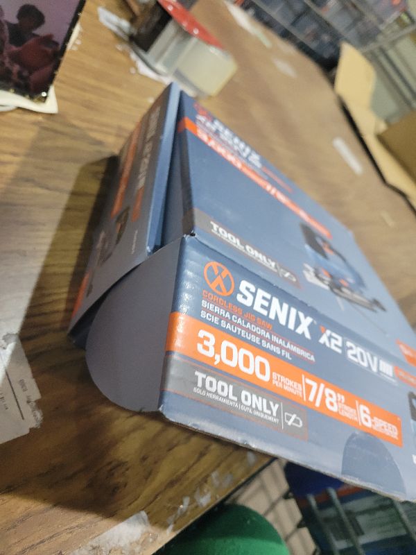 Photo 1 of SENIX 20V Max Cordless Jigsaw (Bare Tool Only), Jigsaw Cut Off Tool with Brushless Motor, 3000SPM, 6-Speed & 4-Orbital Settings, 45° Bevel Cuts, Includes Blades for Straight/Curved/Circular Cutting