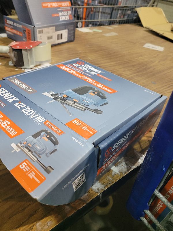 Photo 1 of SENIX 20V Max Cordless Jigsaw (Bare Tool Only), Jigsaw Cut Off Tool with Brushless Motor, 3000SPM, 6-Speed & 4-Orbital Settings, 45° Bevel Cuts, Includes Blades for Straight/Curved/Circular Cutting