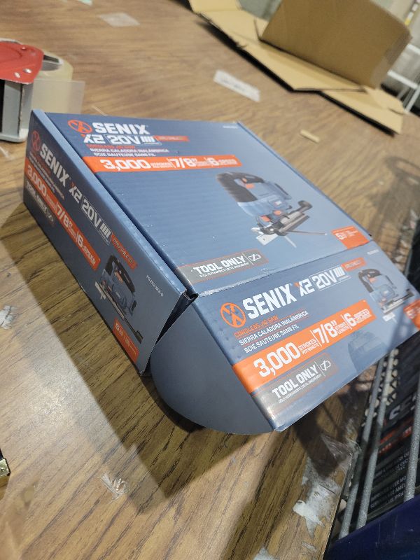 Photo 1 of SENIX 20V Max Cordless Jigsaw (Bare Tool Only), Jigsaw Cut Off Tool with Brushless Motor, 3000SPM, 6-Speed & 4-Orbital Settings, 45° Bevel Cuts, Includes Blades for Straight/Curved/Circular Cutting