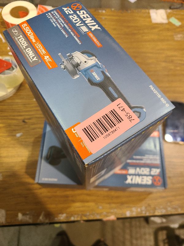 Photo 1 of SENIX PAX2115-M2-0 X2 20 Volt Max* 4-1/2-Inch Brushless Angle Grinder Tool, 8500 RPM Max, 3-Position Auxiliary Handle, Spring-Loaded Safety Slide Switch, Tool Only, Battery Not Included