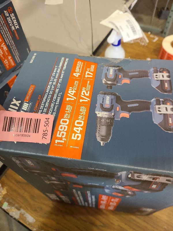 Photo 1 of SENIX X2 20 Volt Max* 2-Piece Cordless Power Tool Kit with Battery Powered 1/2-Inch Drill Driver and 1/4-Inch Impact Driver, Includes Storage Bag, 2 2.0 Ah Batteries & Charger (S2K2B2-01)