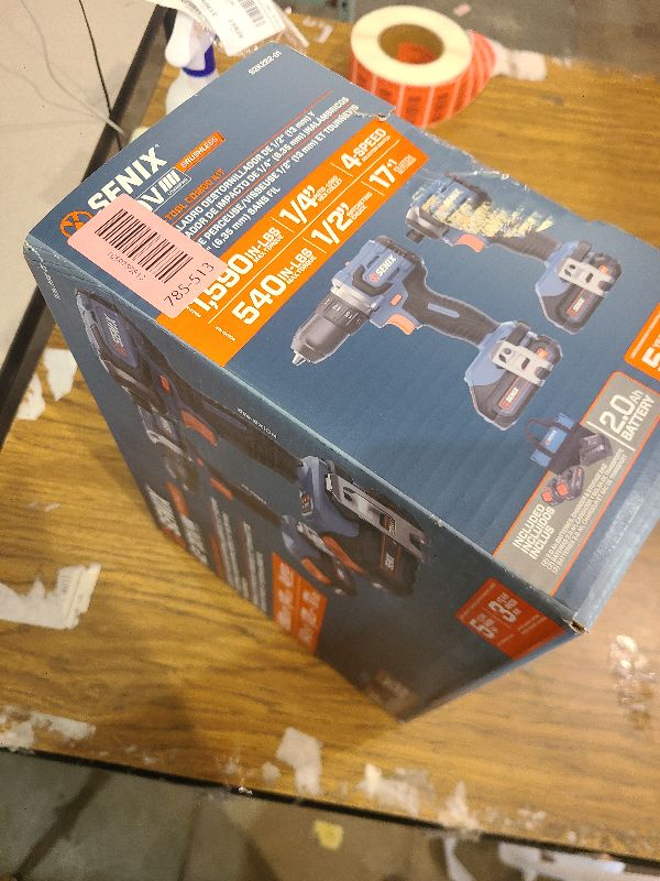 Photo 1 of SENIX X2 20 Volt Max* 2-Piece Cordless Power Tool Kit with Battery Powered 1/2-Inch Drill Driver and 1/4-Inch Impact Driver, Includes Storage Bag, 2 2.0 Ah Batteries & Charger (S2K2B2-01)
