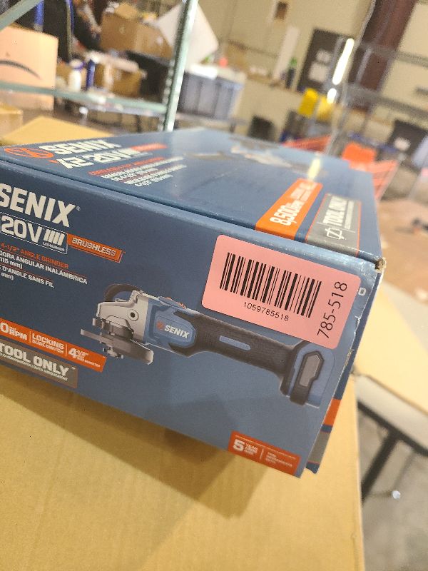 Photo 1 of SENIX PAX2115-M2-0 X2 20 Volt Max* 4-1/2-Inch Brushless Angle Grinder Tool, 8500 RPM Max, 3-Position Auxiliary Handle, Spring-Loaded Safety Slide Switch, Tool Only, Battery Not Included