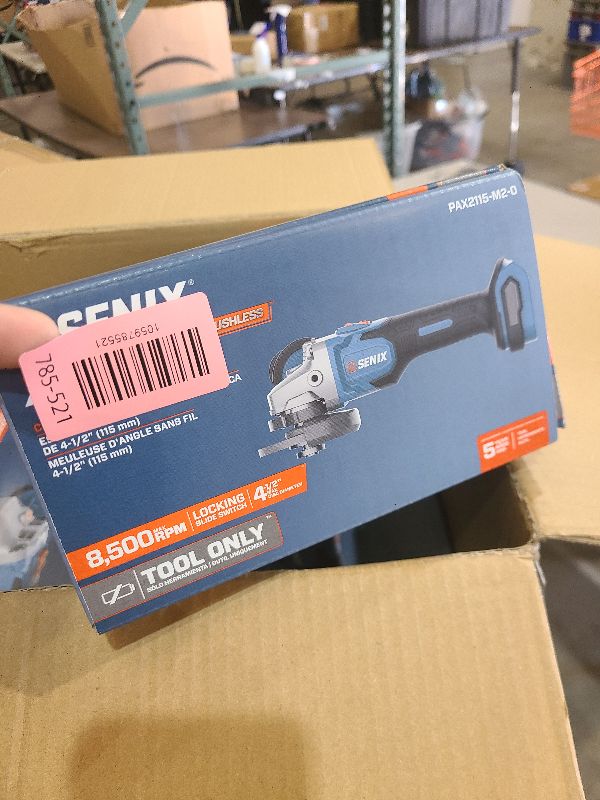 Photo 1 of SENIX PAX2115-M2-0 X2 20 Volt Max* 4-1/2-Inch Brushless Angle Grinder Tool, 8500 RPM Max, 3-Position Auxiliary Handle, Spring-Loaded Safety Slide Switch, Tool Only, Battery Not Included