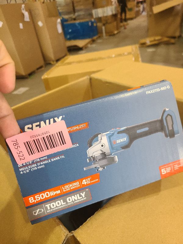 Photo 1 of SENIX PAX2115-M2-0 X2 20 Volt Max* 4-1/2-Inch Brushless Angle Grinder Tool, 8500 RPM Max, 3-Position Auxiliary Handle, Spring-Loaded Safety Slide Switch, Tool Only, Battery Not Included