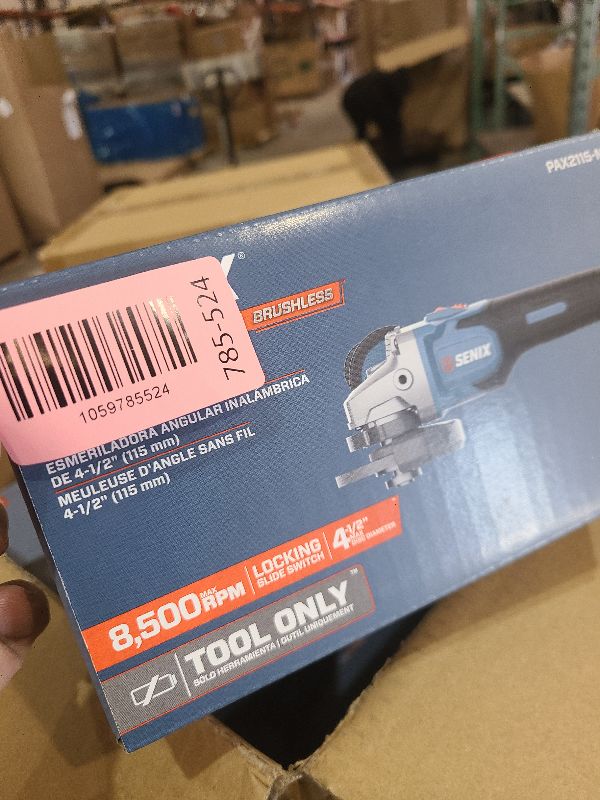 Photo 1 of SENIX PAX2115-M2-0 X2 20 Volt Max* 4-1/2-Inch Brushless Angle Grinder Tool, 8500 RPM Max, 3-Position Auxiliary Handle, Spring-Loaded Safety Slide Switch, Tool Only, Battery Not Included