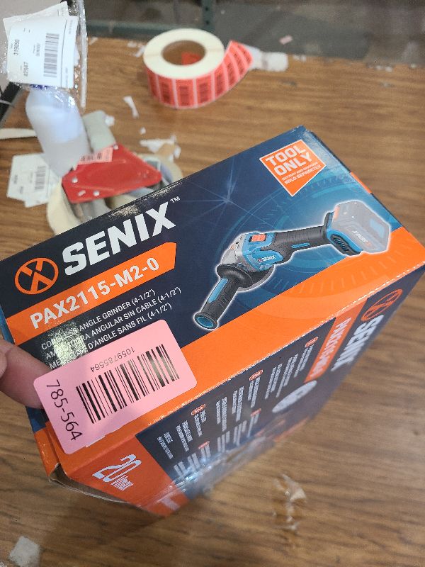 Photo 1 of SENIX PAX2115-M2-0 X2 20 Volt Max* 4-1/2-Inch Brushless Angle Grinder Tool, 8500 RPM Max, 3-Position Auxiliary Handle, Spring-Loaded Safety Slide Switch, Tool Only, Battery Not Included
