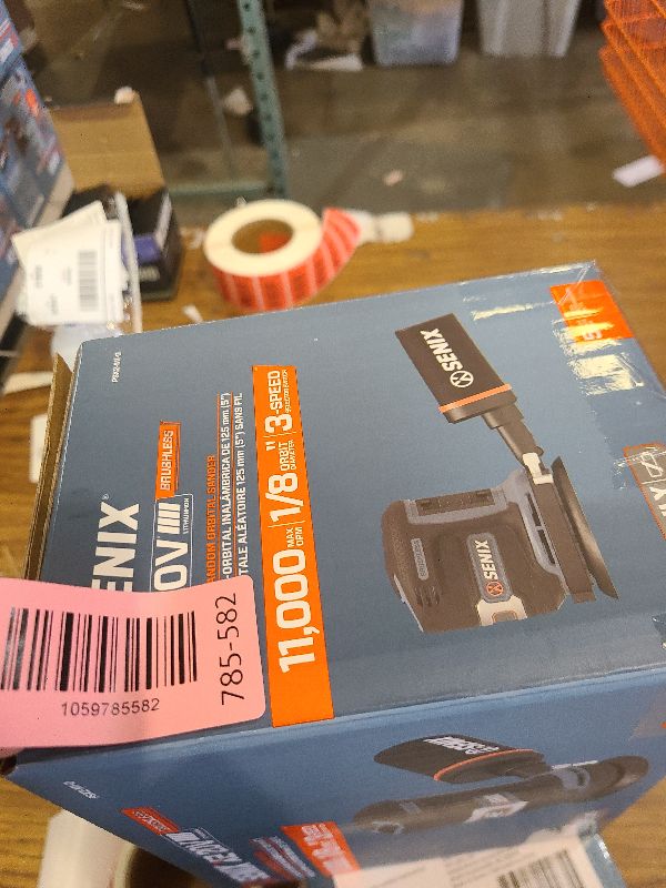 Photo 1 of SENIX 20V Random Orbit Sander,5 Inch Power Palm Electric with 3 Speed Modes,Dust Collection Bag,3 Pcs Sandpaper Sheets for Woodworking w/Safety Glasses(Tool Only,No Battery)