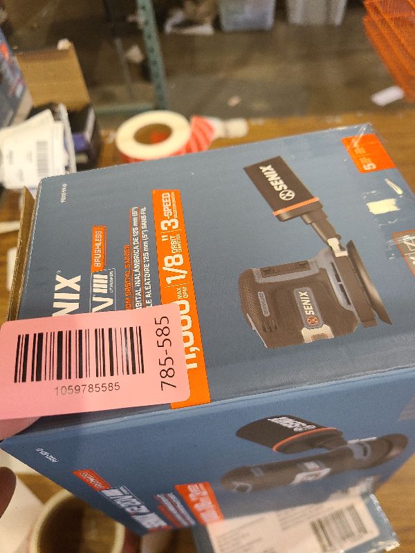 Photo 1 of SENIX 20V Random Orbit Sander,5 Inch Power Palm Electric with 3 Speed Modes,Dust Collection Bag,3 Pcs Sandpaper Sheets for Woodworking w/Safety Glasses(Tool Only,No Battery)
