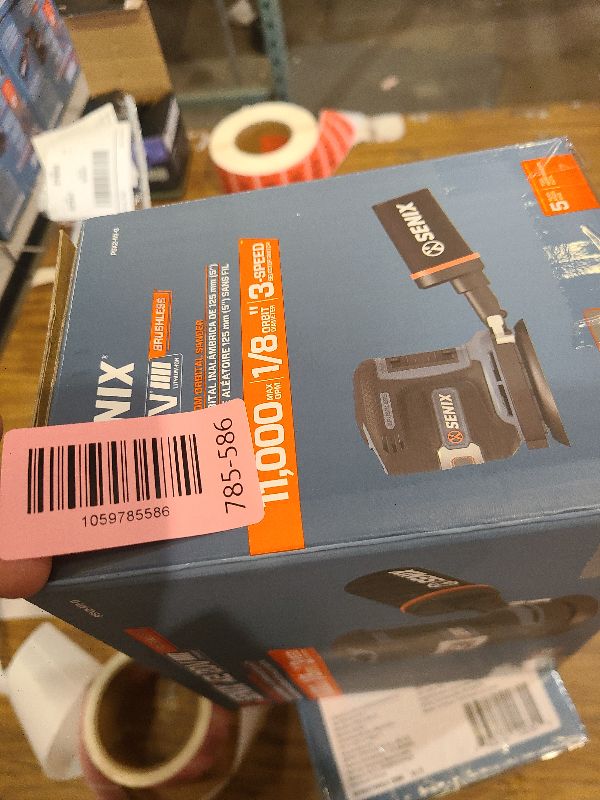 Photo 1 of SENIX 20V Random Orbit Sander,5 Inch Power Palm Electric with 3 Speed Modes,Dust Collection Bag,3 Pcs Sandpaper Sheets for Woodworking w/Safety Glasses(Tool Only,No Battery)