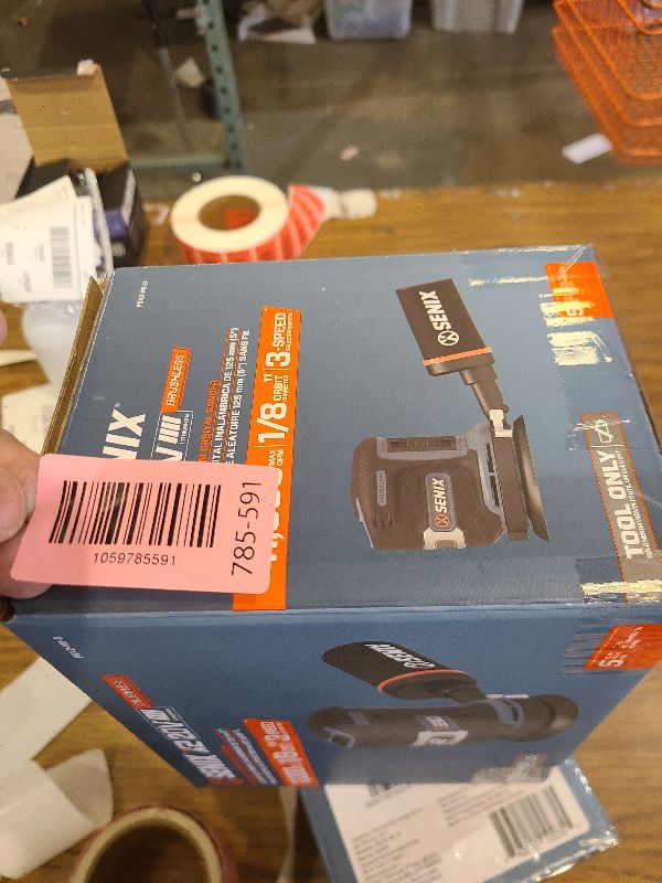Photo 1 of SENIX 20V Random Orbit Sander,5 Inch Power Palm Electric with 3 Speed Modes,Dust Collection Bag,3 Pcs Sandpaper Sheets for Woodworking w/Safety Glasses(Tool Only,No Battery)
