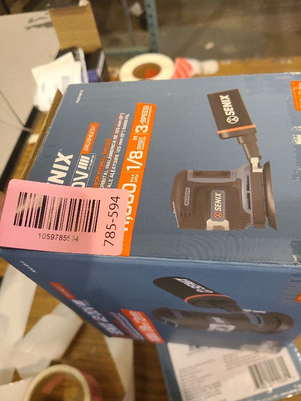 Photo 1 of SENIX 20V Random Orbit Sander,5 Inch Power Palm Electric with 3 Speed Modes,Dust Collection Bag,3 Pcs Sandpaper Sheets for Woodworking w/Safety Glasses(Tool Only,No Battery)