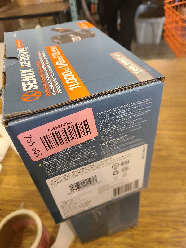 Photo 1 of SENIX 20V Random Orbit Sander,5 Inch Power Palm Electric with 3 Speed Modes,Dust Collection Bag,3 Pcs Sandpaper Sheets for Woodworking w/Safety Glasses(Tool Only,No Battery)