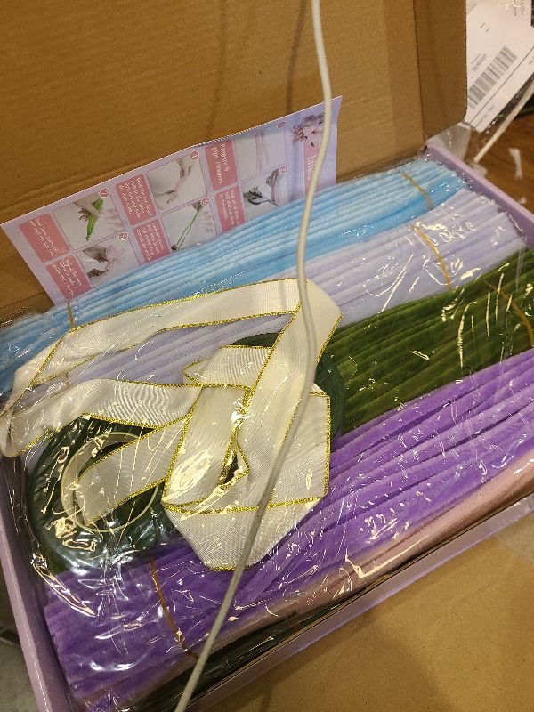 Photo 1 of 400 Pcs  Cleaners Craft,5 Assorted Colors Pipe Cleaners Bulk, Chenille Stems for DIY Flower Making Kit with Floral Wires, Gardening Tape,Stamen& Ribbon (Colorful)