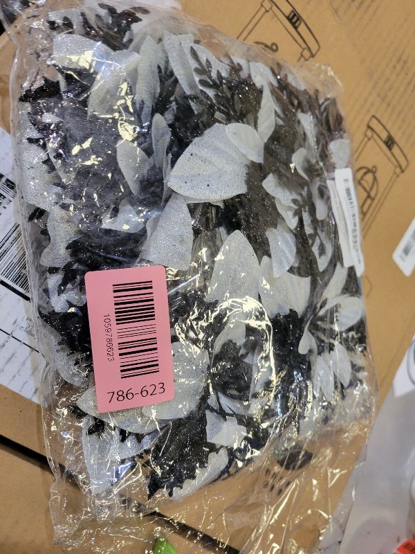 Photo 1 of 15Pcs Christmas Poinsettia Artificial Flowers Decorations, Glitter Poinsettia Christmas Tree Ornaments, Black Tree Flowers for Xmas/Wedding/Holiday/Wreath/Garland Decor, with Cilps, 5.5 Inch