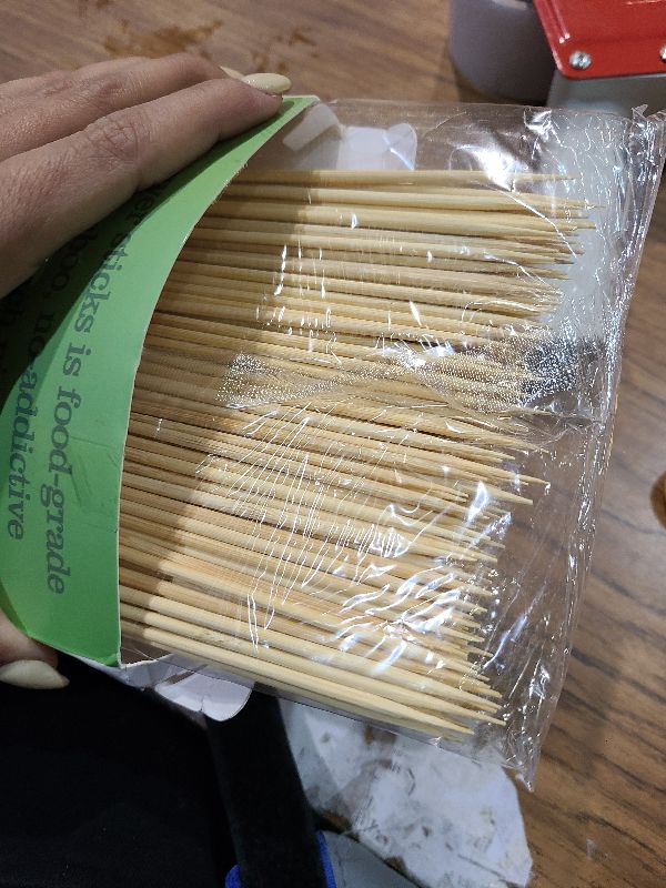 Photo 1 of 200 PCS Bamboo Skewers, 12 Inch Wooden Skewer for Appetizers, Fruit, Kebabs, Grilling Barbecue, Mini Burger, Sausage, Cocktail Picks for Drinks, Long Toothpicks, Food Sticks Natural, Kitchen Gadget
