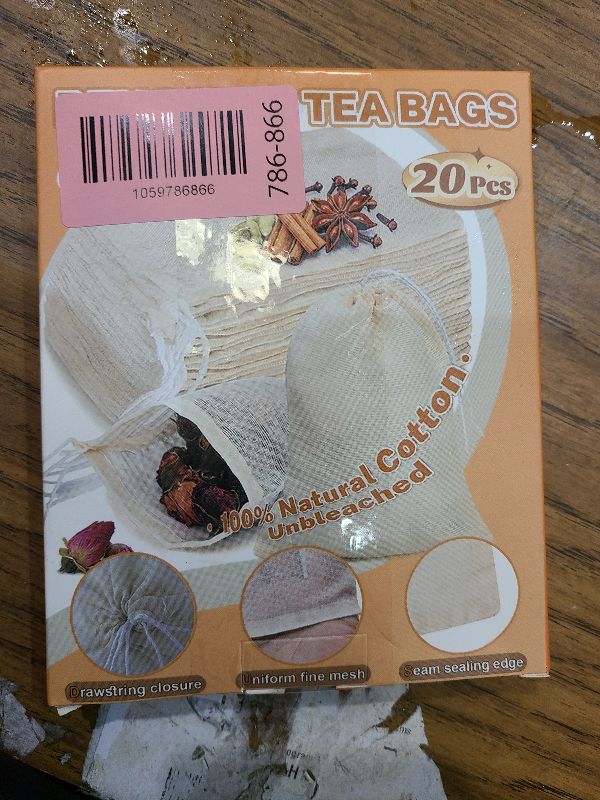 Photo 1 of 20 Pcs Muslin Bags with Drawstring, Reusable Tea Bags, Spice Bags for Cooking Soup/Herb/Loose Leaf Tea, Natural Cotton Small Cheese Cloth Bag for Straining, Sachet Bags Empty, 4 X 3 Inches