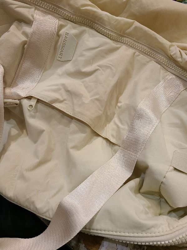 Photo 1 of BAGSMART BAGSMART Gym Bag for Women, Carry on Weekender Overnight Bag, Travel Duffel Bags with Trolley Sleeve, Personal Item Travel Bag Tote Bag Workout Dance Bag(Light Beige,Medium)