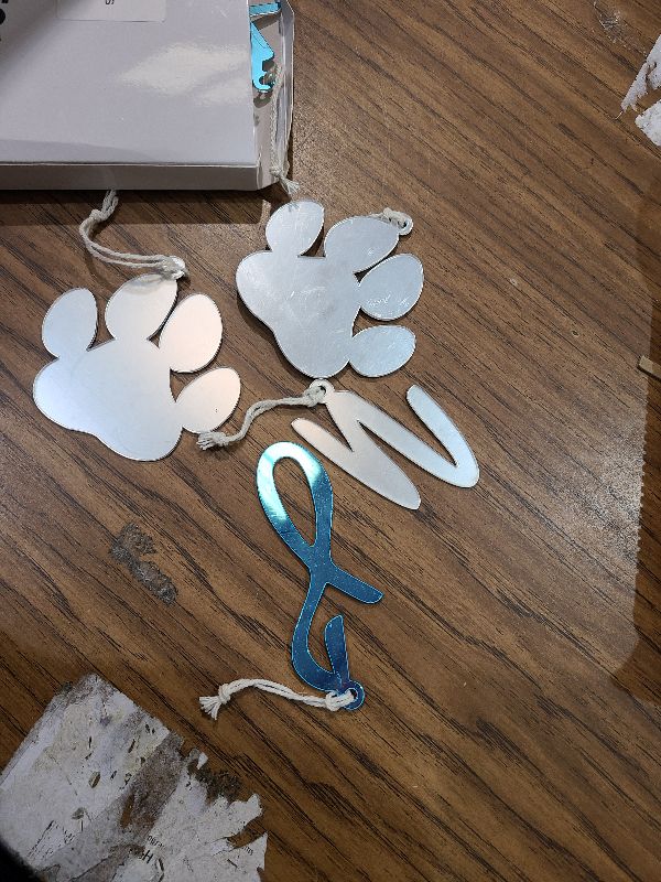 Photo 1 of 26 Piece Christmas Stocking Tags - Acrylic Letter Initial Gift Tags with 4 Acrylic Paw Ornaments for DIY Crafts & Tree Decorations (Silver)