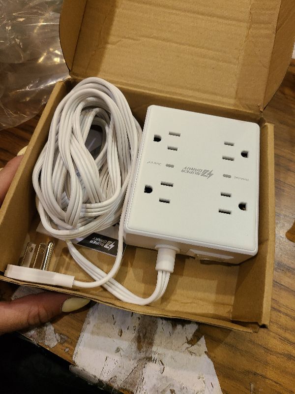 Photo 1 of 10Ft Extension Cord with Multiple Outlets, Flat Plug Surge Protector Power Strip 10 Ft Long Cord, 8 Outlets & 4 USB Ports (2 USB C), Desk Charging Station for Home Office, College Dorm Room Essentials