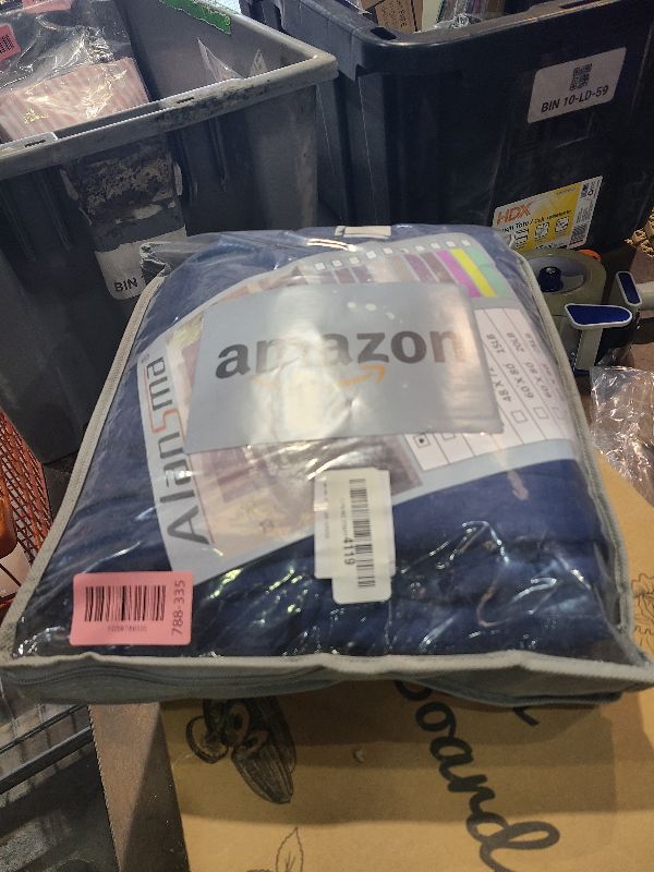 Photo 1 of ALANSMA Reversible Weighted Blanket for All Season, Luxury Velvet, Warm and Cool, Adult 5Lb Blue Weighted Blanket, Enjoy Sleeping Anywhere(Blue,35"x48" 5.5lbs)