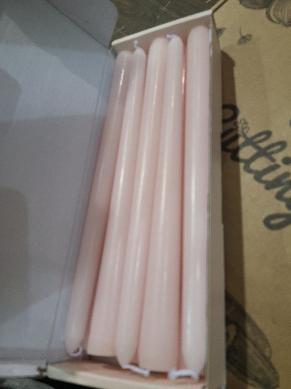 Photo 1 of 10 Inch Pale-Pink Taper Candles for Home Decoration, 10 Pack Unscented Candlesticks for Dinner Wedding Party, Smokeless and Dripless Candle Sticks