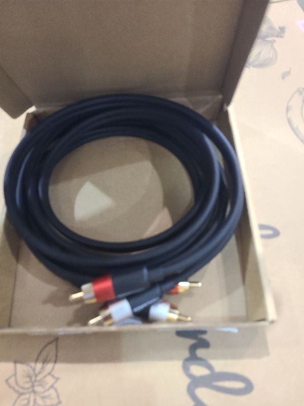 Photo 1 of Amazon Basics 2 RCA Audio Cable for Amplifier,Active Speakers or Subwoofer with Gold-Plated Plugs, 8 Feet, Black