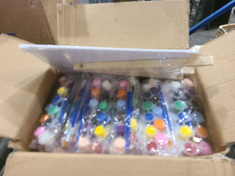 Photo 1 of 10 Set Acrylic Paint Canvas Set – 8x10 Inch Mini Canvas Painting Kit with 10 Wood Easels, 20 Brushes, 12 Watercolour Paints, 10 Palettes – Art Supplies for Beginners, Ideal for Parties & DIY Painting