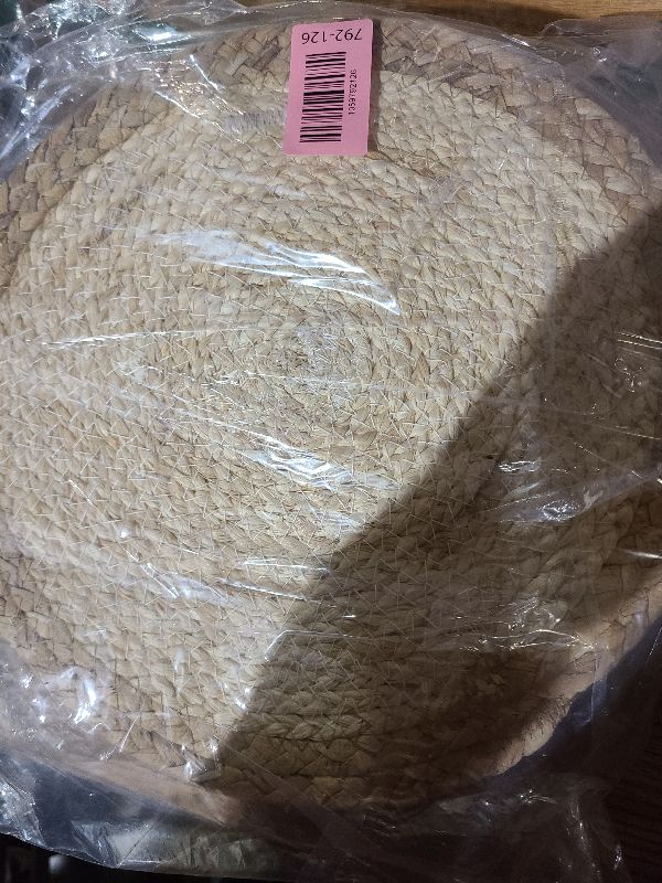 Photo 1 of 12 Inch Woven Placemats Set of 12, Rustic Round Placemat for Dining Table, Boho Jute Charger for Dinner Plates, Farmhouse Winter Holiday Decor, Water Hyacinth Wicker Rattan Braided Place Mats