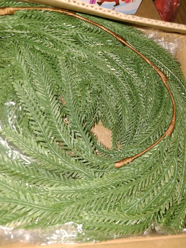 Photo 1 of 2 Pcs 30" Extra Length Artificial Christmas Teardrop Swag, Faux Pine Needles Teardrop Door Swag, Christmas Norfolk Greenery Teardrop Wreath for Xmas Door Table Mantle Fireplace Indoor Outdoor Decor