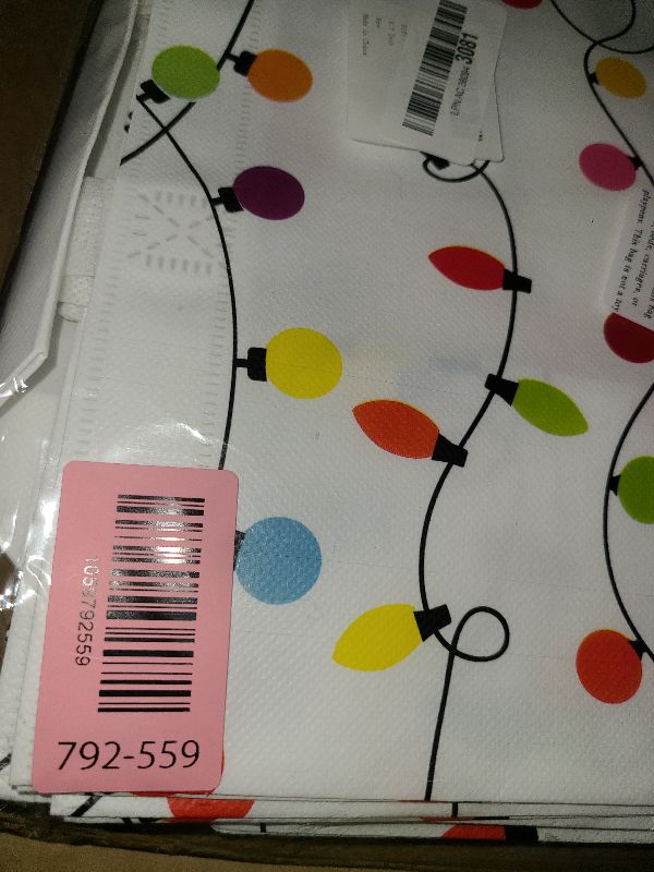 Photo 1 of 12 Pcs Christmas Non Woven Gift Bags 13 x 10 x 6.7 Inch Colorful Xmas Lights Reusable Tote Bag with Handles Xmas Candy Treat Bags Gift Wrapping Bag for Christmas Holiday Party Favors Wrapping Supplies