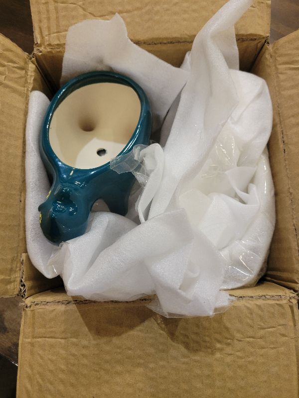 Photo 1 of 123Arts 2pcs Ceramic Cat Shape Planter Flower Pot Succulent Flower Pot Ornament