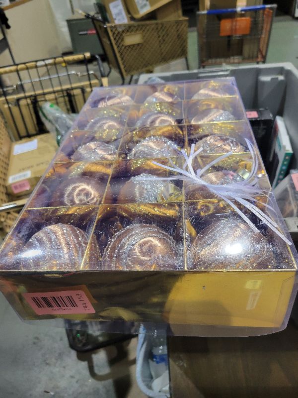 Photo 1 of 15 Pack 3.15" Fancy Christmas Tree Ornaments Set Large Christmas Baubles for Festive Decor Velvet Shatterproof Ornaments for Tree with Assorted Styles Satin Great as Christmas Ball Bulk Coffee