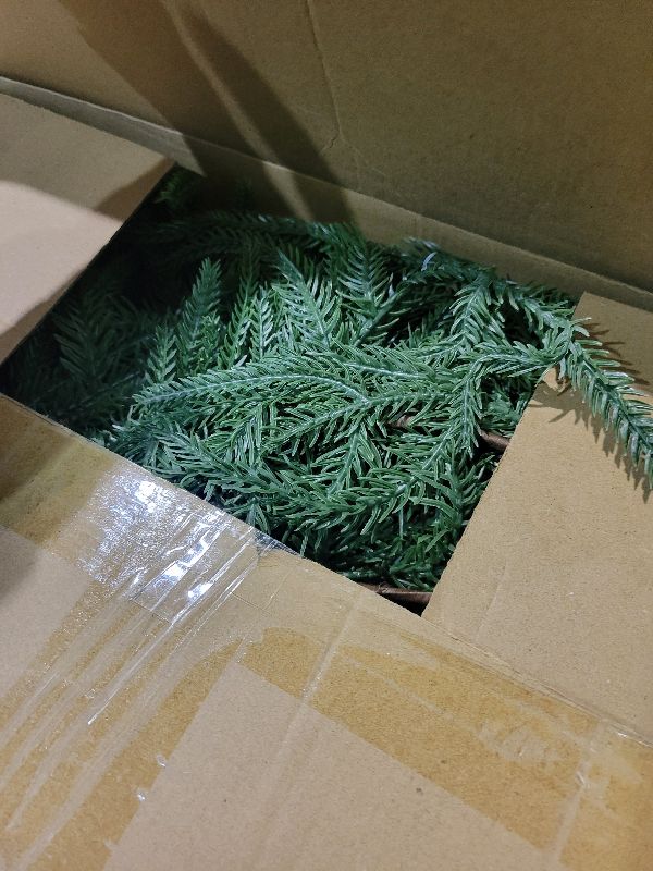 Photo 1 of 2 Pcs 9 Ft Norfolk Pine Garland, Artificial Dense Christmas Garland Ornaments, Real Touch Greenery Garland for Fireplace, Stairs, Table, Mantle, Wall, Indoor, Outdoor Christmas Decorations