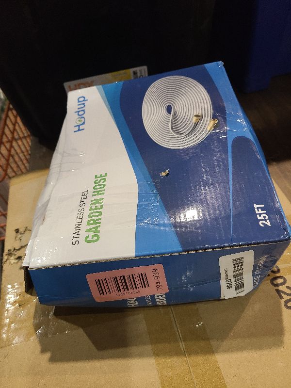 Photo 1 of 25FT Stainless Steel Metal Garden Hose - Lightweight, Kink-Free & Tangle-Free, Flexible with Brass Fittings, On/Off Valve, Pet Proof, Puncture Proof for Yard, RV, Car Washing (Silver)