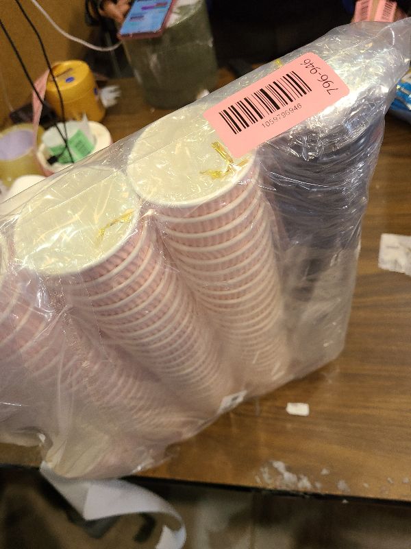Photo 1 of 100 4oz Disposable Espresso Cups with Lids Ripple Corrugated Paper Disposable Coffee Cups Cups for Hot Chocolate, Tea, and Cocoa Drinks (Pink)