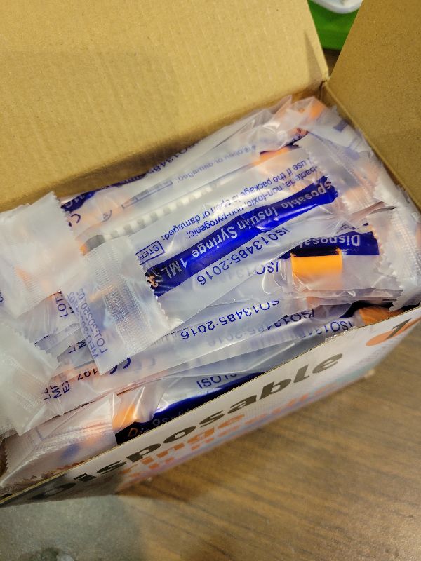 Photo 1 of 1mL Syringe 31G 1/2 Inch, Individually Wrapped, Pack of 100