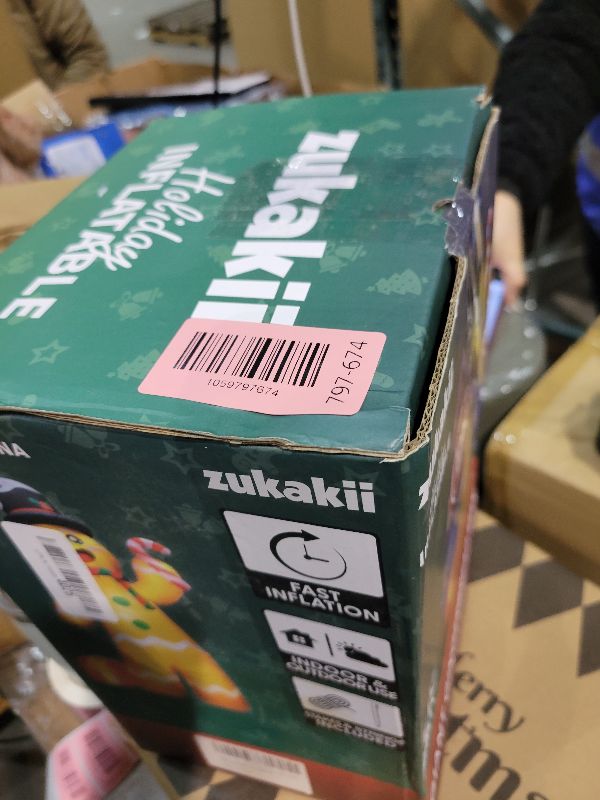 Photo 1 of 12FT Giant Christmas Inflatables Gingerbread Man Built-in Bright LED Light, Huge Christmas Decorations Outdoor Hold Candy Cane & Gift Large Christmas Blow Up Yard Decoration for Xmas Holiday Party