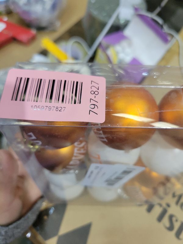 Photo 1 of 12 Pieces Fall Thanksgiving Day Hanging Ball - Fall Ball Hanging Ornament - Orange White Hanging Balls for Farmhouse Autumn Thanksgiving Home Tree Decor (White)