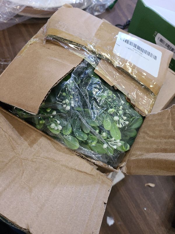 Photo 1 of 2 Pcs Christmas Boxwood Wreath Artificial 10 Inch Green Leaves for Front Door Cabinets Wreath Indoor Outdoor Wall Decor Christmas Wall Home Kitchen Decoration