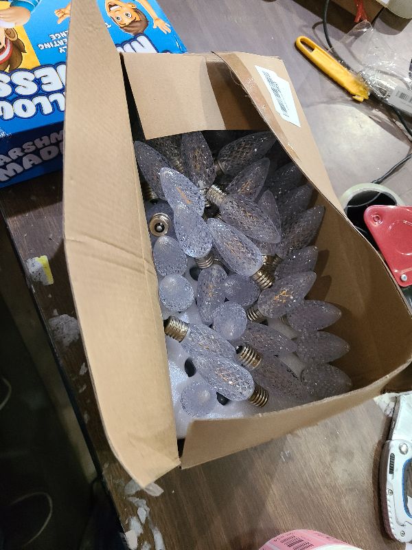 Photo 1 of 100 Pack C9 Christmas Lights LED Replacement Bulbs, Shatterproof & Waterproof Plastic C9 Led Bulbs for Outdoor String Lights, E17 Base, 0.6W Equivalent to 7W, 2700K, 50 Lumens Holiday Decoration