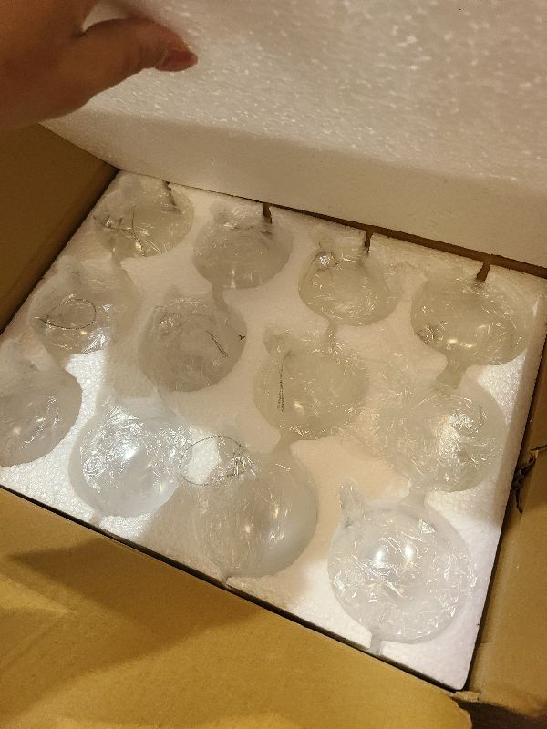 Photo 1 of 12 Pcs Clear Glass Ornament Balls,Removable Clear Hanging Ball,Xmas Fillable Balls for DIY Craft,Christmas Party,Xmas Tree,Wedding Decor(3.15 in)