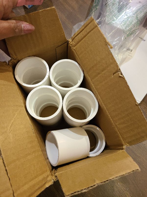 Photo 1 of 10Pack 1-1/2" PVC Pipe Coupling Adapter Pipe Fittings (Socket x Socket) Contractor Pack Schedule 40 Heavy Duty 1.50 Inch PVC Slip Socket Connectors for DIY PVC Shelf Garden Support Structure, White