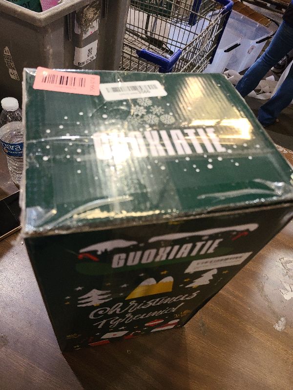 Photo 1 of 17 Inches Wooden Christmas Pyramid with 6 Candle Holders- Nativity Scene Set-Under The Christmas Tree - Table Top Holiday Decor - 3 Tiers Carousel (ONE)