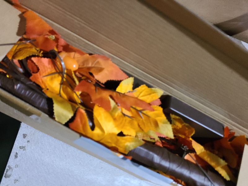 Photo 1 of [2 Pack] 24" LED Maple Tree Fall Decor - Battery Operated Tabletop Thanksgiving Tree with 24 Lights, 48 Autumn Leaves & 12 Acorns, Detachable Branches for Indoor Home Decor