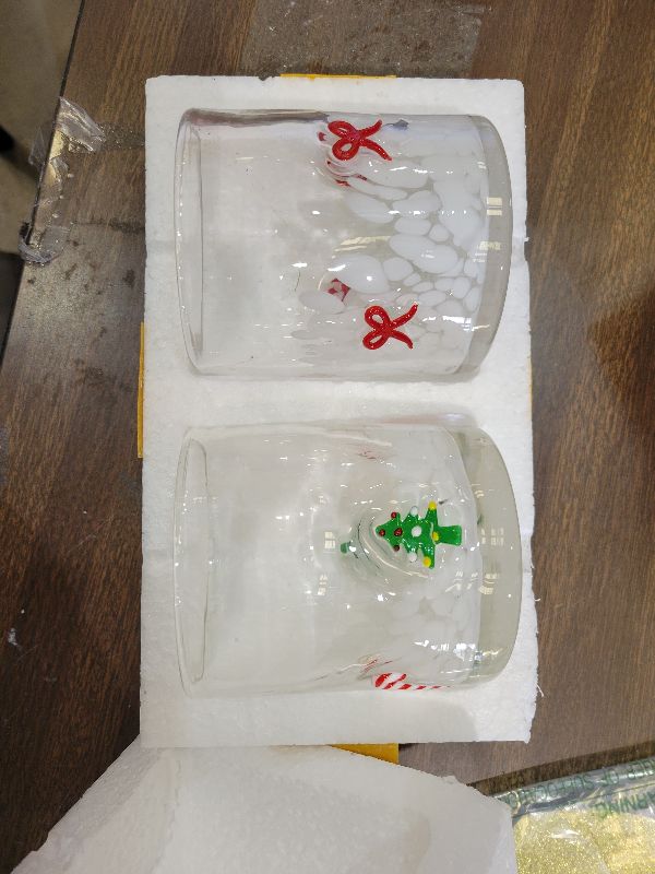 Photo 1 of 2 Pcs Christmas Icon Juice Cups 16 oz Cute Icon Juice Glasses Double Old Fashioned Hand Blown Drinking Cups for Xmas Party Drinkware.
