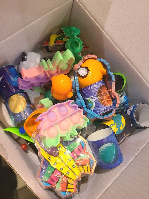 Photo 1 of 125 Pcs Party Favors Fidget Toys Pack, Randomly Selected Pop Sensory Set 65 Stickers Gifts for Kids Adults Boy Girl Stocking Stuffers Autistic Goodie Bag Filler Treasure Box Classroom Prizes School